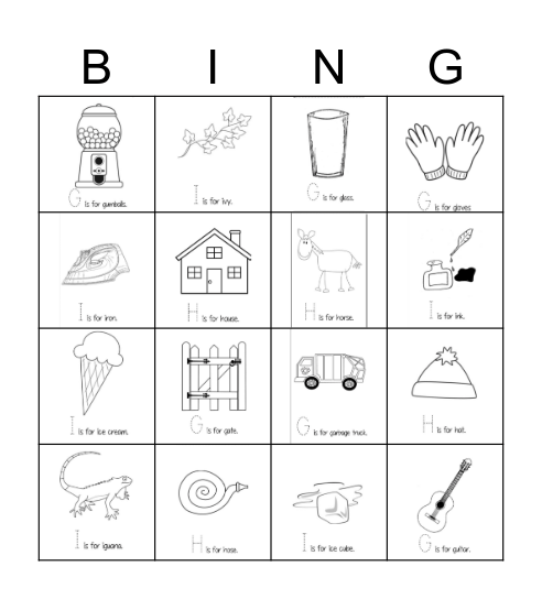 GHI Bingo Card
