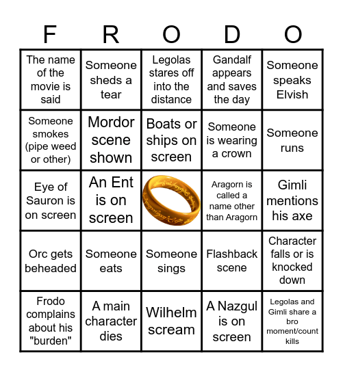 LotR Bingo Card