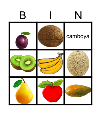 Des fruits Bingo Card