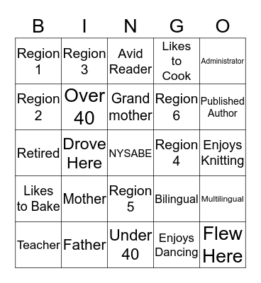 GETTING TO KNOW YOU Bingo Card