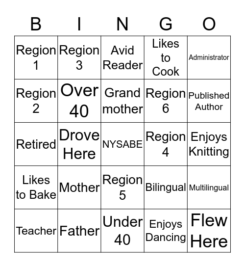 GETTING TO KNOW YOU Bingo Card