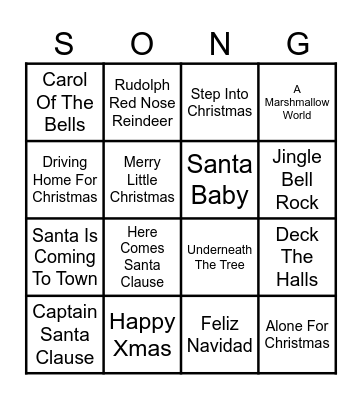 Christmas Music Bingo Card