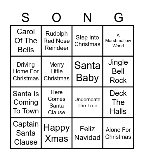 Christmas Music Bingo Card