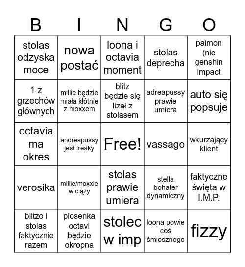 skibidi blitz Bingo Card