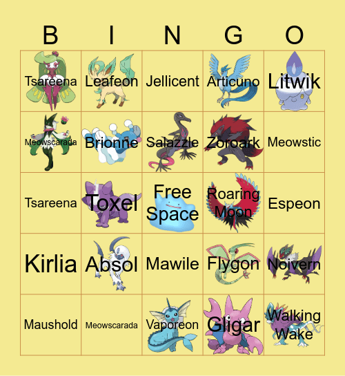Pokemon Bingo Card