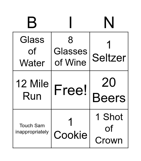 CHRISTMAS PARTY!!!!!! BINGO Card