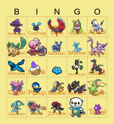 Pokemon Bingo Card