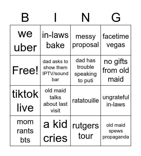 OH, CANADA BINGO Card