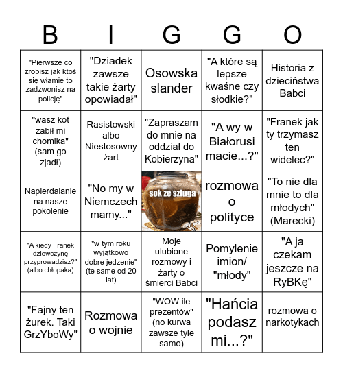 ZEST-FEST nowaków Bingo Card