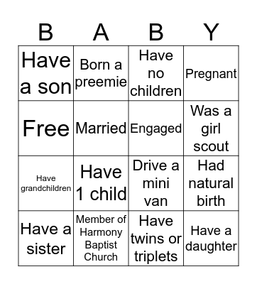 Jamesia Jewel’s Baby Sprinkle Ice Breaker Bingo       Bingo Card