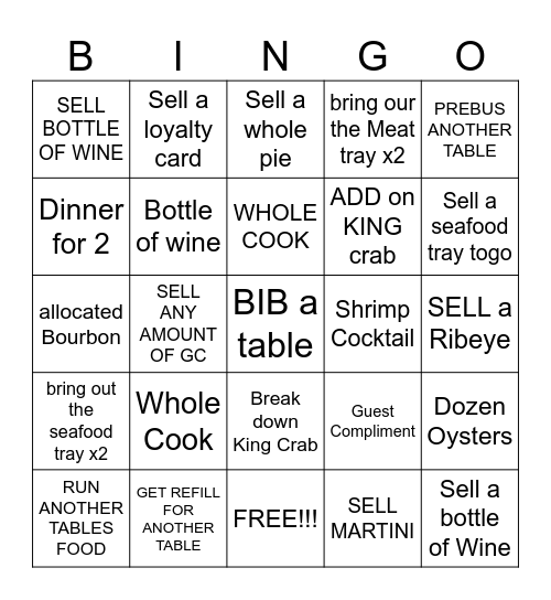 SERVER BINGO Card