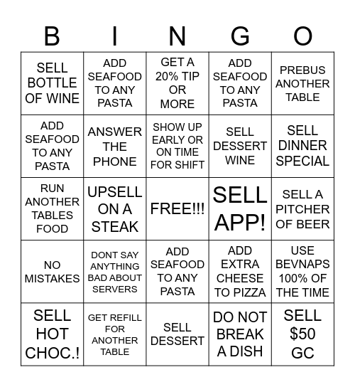 SERVER BINGO Card