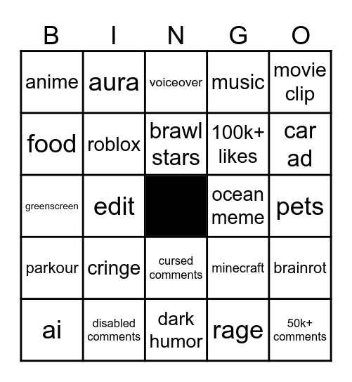 ig reels Bingo Card