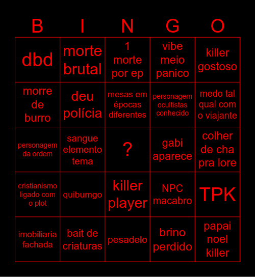 Bingo Macabro Bingo Card