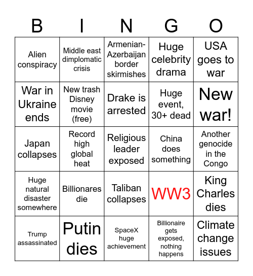 2025 Bingo Card