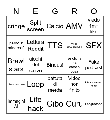 BIGGUS BINGOS LORENZOS Bingo Card