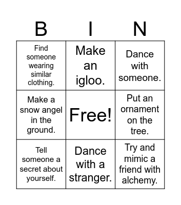Glittering Snow Gala Bingo 2024 Bingo Card