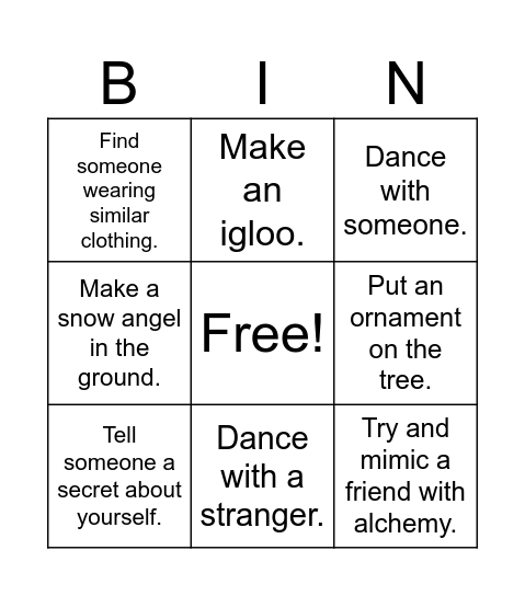 Glittering Snow Gala Bingo 2024 Bingo Card