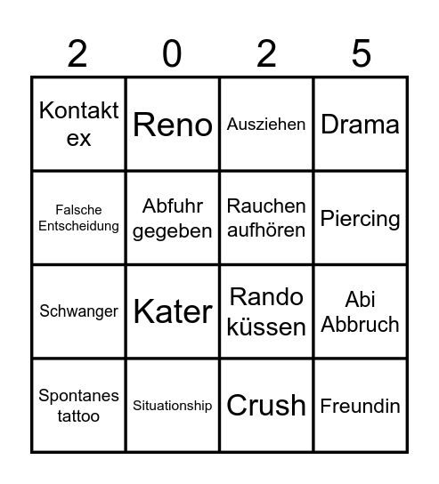 2025 Bingo Card