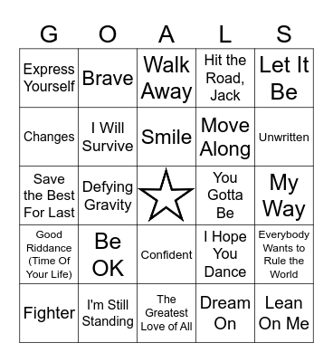 New Year Goals Bingo Card