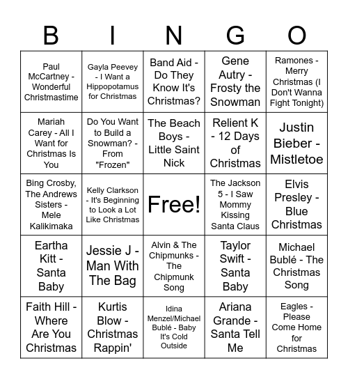 XMAS BINGO #1 Bingo Card