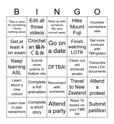 2025 BINGOals Bingo Card