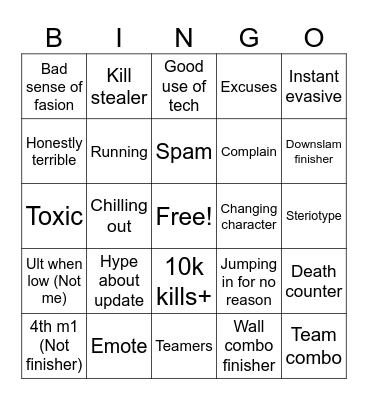 Tsbg bingo Card