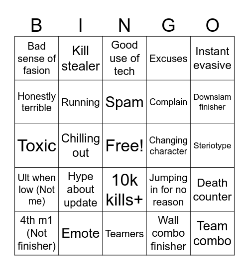 Tsbg bingo Card