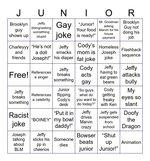 SML Bingo Card