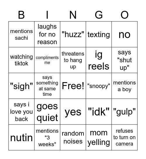 sughey bingo Card