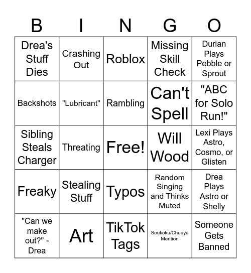 Wifes Bingo Card