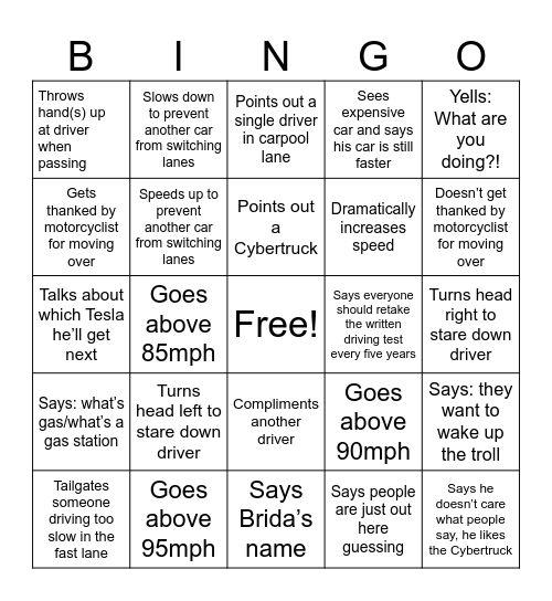 BRIAN & BRIDA BINGO Card