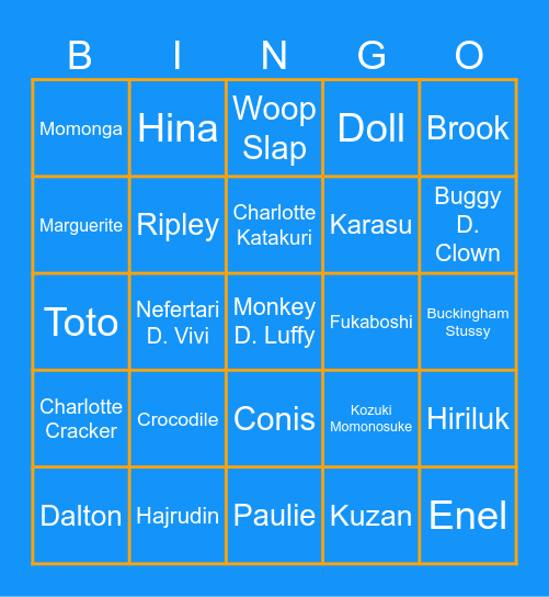 ONE PIECE 2025 Bingo Card