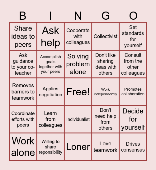 COLLABORATION GAME! Bingo Card