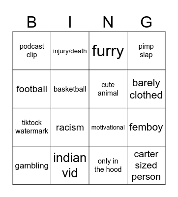 insta reels Bingo Card