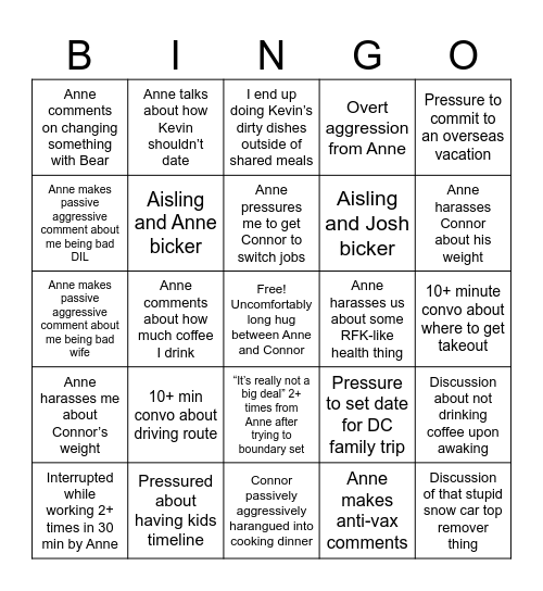 Holiday bingo Card