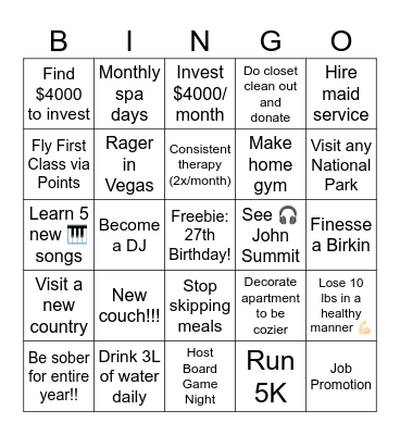 Trina’s 2025 Bingo Card Bingo Card
