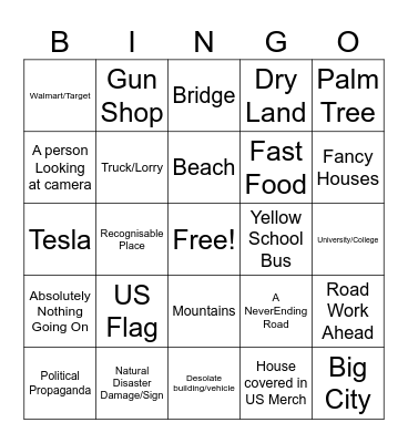 USA Bingo Card
