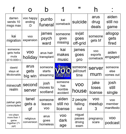 voo bingo 2025 Bingo Card