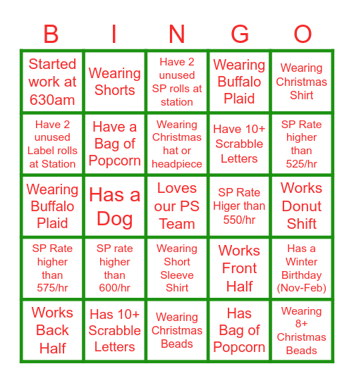 SmartPac Christmas Bingo Card