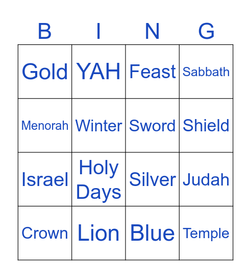 Hanukkah Bingo Card