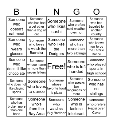 Theta Bingo Card