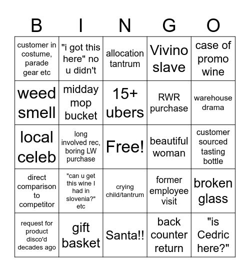 Sunday Bingo Card