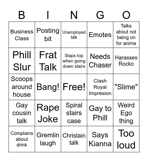 Sam Bingo Card