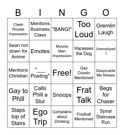 Sam Bingo Card