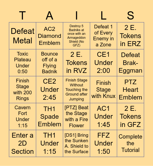 Srb2 Bingo (Vanilla Only) Bingo Card