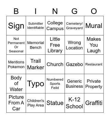 Niantic Wayfarer Bingo Card