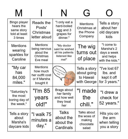 Myrna Kay Christmas Bingo Card