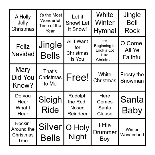 Christmas Song Bingo! Bingo Card
