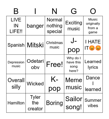 Spotify bingo! Bingo Card